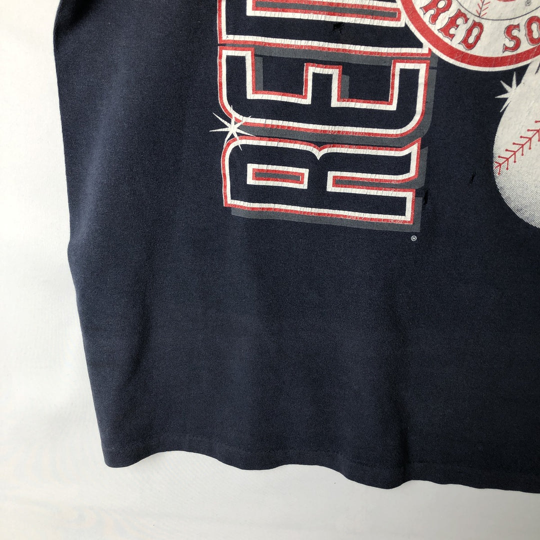 90'S ARTEX MLB BOSTON RED SOX Sports Print T-Shirt, Made in USA, Men's Size L (approx.), Vintage cotton navy blue type Vintage Second Hand