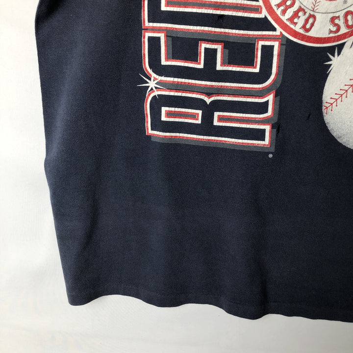 90'S ARTEX MLB BOSTON RED SOX Sports Print T-Shirt, Made in USA, Men's Size L (approx.), Vintage cotton navy blue type Vintage Second Hand