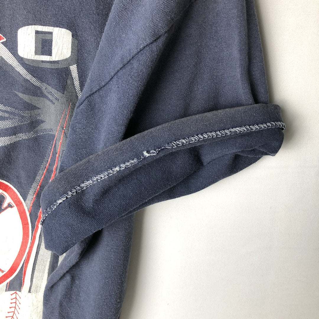 90'S ARTEX MLB BOSTON RED SOX Sports Print T-Shirt, Made in USA, Men's Size L (approx.), Vintage cotton navy blue type Vintage Second Hand