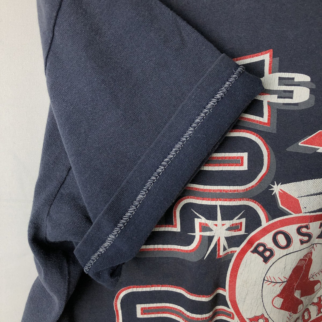 90'S ARTEX MLB BOSTON RED SOX Sports Print T-Shirt, Made in USA, Men's Size L (approx.), Vintage cotton navy blue type Vintage Second Hand