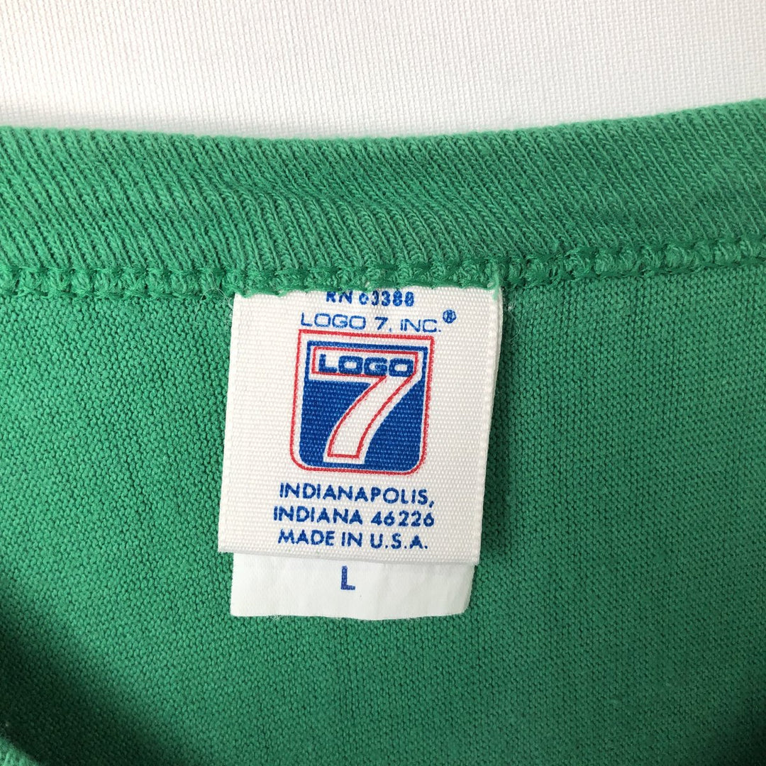 90'S LOGO7 NHL Los Angeles Kings V-neck sports print T-shirt, Made in USA, Men's size L equivalent, Vintage cotton white type Vintage Second Hand