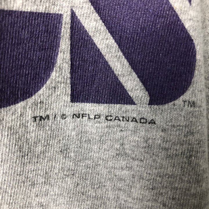 90'S Bulletin Athletic NFL Minnesota Vikings sports print T-shirt, Made in Canada, Men's size L equivalent, Vintage unclear gray type Vintage Second Hand