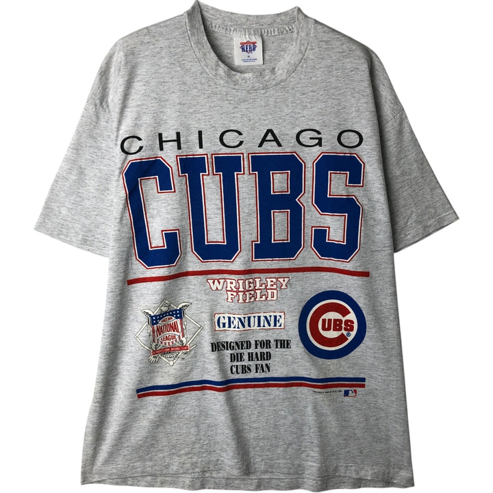 90'S Saturday's Hero MLB Chicago Cubs Sports Print T-Shirt, Made in USA, Men's XL equivalent, Vintage cotton gray type Vintage Second Hand