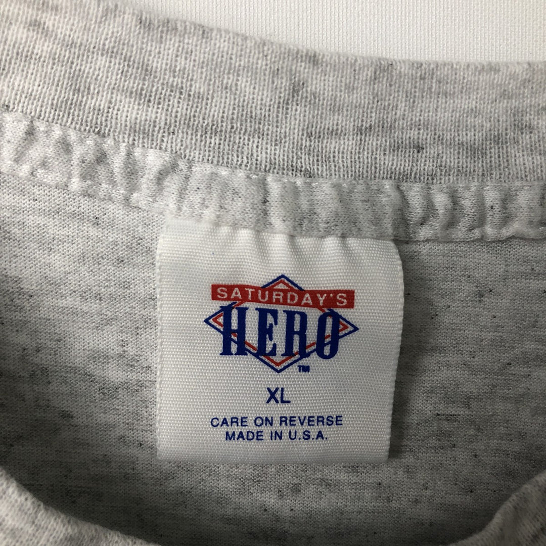 90'S Saturday's Hero MLB Chicago Cubs Sports Print T-Shirt, Made in USA, Men's XL equivalent, Vintage cotton gray type Vintage Second Hand