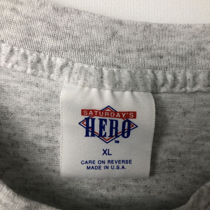 90'S Saturday's Hero MLB Chicago Cubs Sports Print T-Shirt, Made in USA, Men's XL equivalent, Vintage cotton gray type Vintage Second Hand