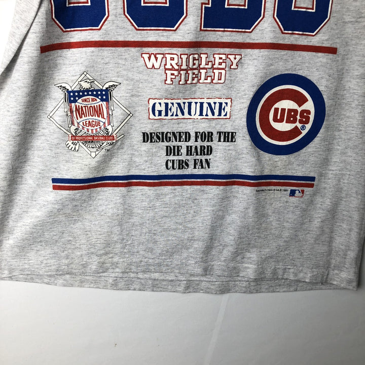 90'S Saturday's Hero MLB Chicago Cubs Sports Print T-Shirt, Made in USA, Men's XL equivalent, Vintage cotton gray type Vintage Second Hand