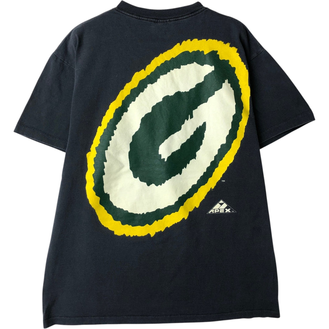 90'S APEX ONE NFL Green Bay Packers sports print T-shirt, Made in USA, Men's size L equivalent, Vintage cotton Charcoal Vintage Second Hand