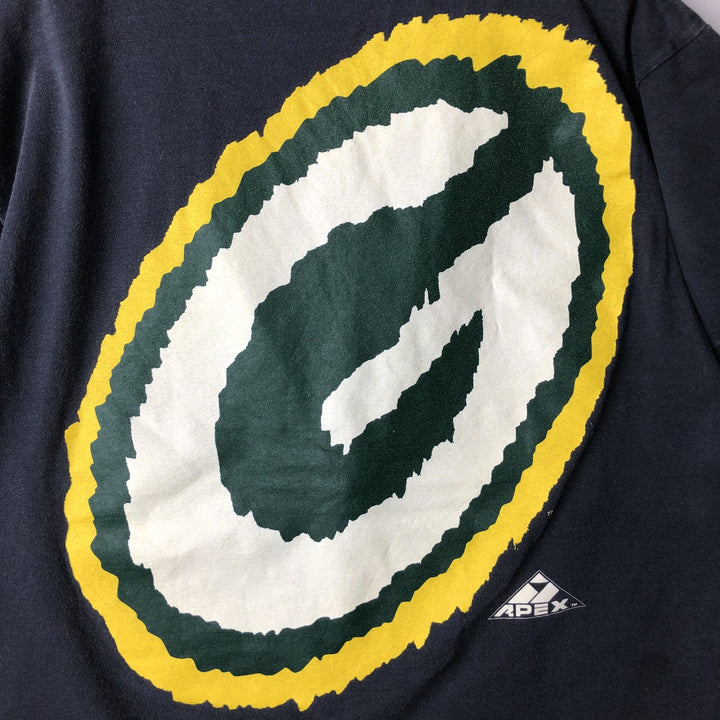 90'S APEX ONE NFL Green Bay Packers sports print T-shirt, Made in USA, Men's size L equivalent, Vintage cotton Charcoal Vintage Second Hand