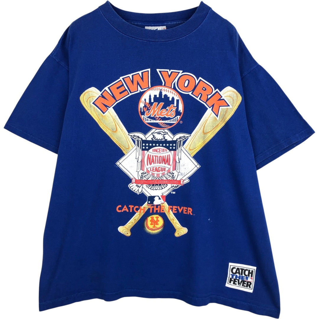 The Game MLB NEW YORK METS Sports Print T-Shirt, Men's Size L (Equivalent), Vintage cotton blue type Vintage Second Hand