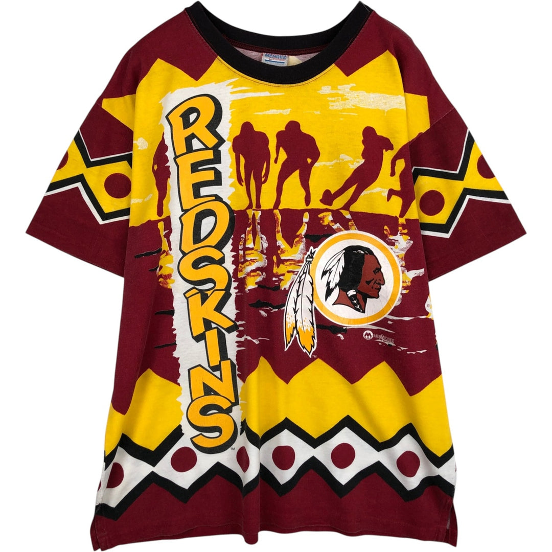 MENDEZ NFL Washington Redskins All-Over Print Sports Print T-Shirt, Made in USA, Men's XL Equivalent cotton red type Vintage Second Hand