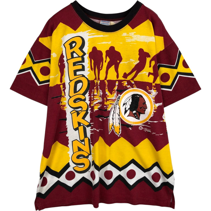 MENDEZ NFL Washington Redskins All-Over Print Sports Print T-Shirt, Made in USA, Men's XL Equivalent cotton red type Vintage Second Hand