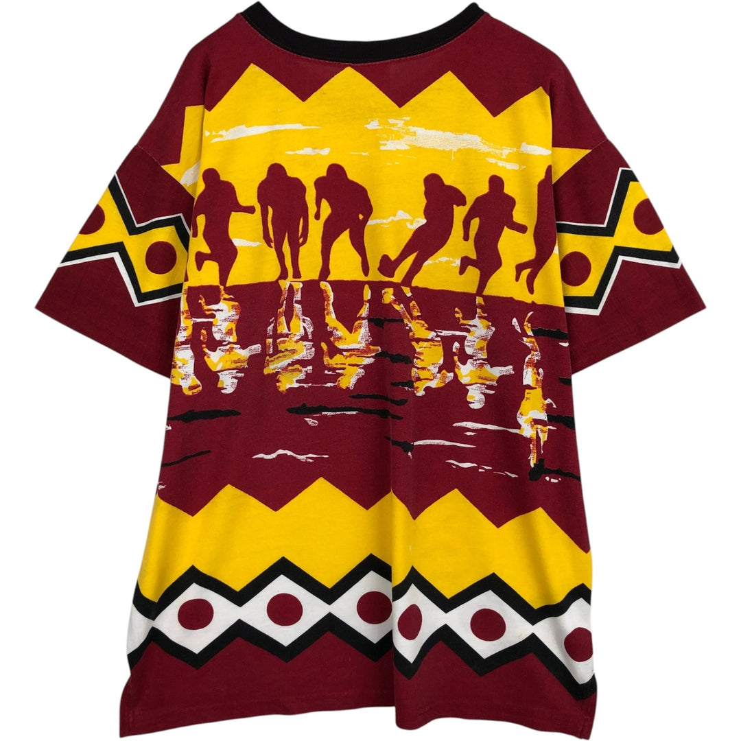 MENDEZ NFL Washington Redskins All-Over Print Sports Print T-Shirt, Made in USA, Men's XL Equivalent cotton red type Vintage Second Hand