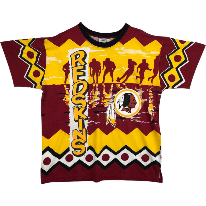 MENDEZ NFL Washington Redskins All-Over Print Sports Print T-Shirt, Made in USA, Men's XL Equivalent cotton red type Vintage Second Hand