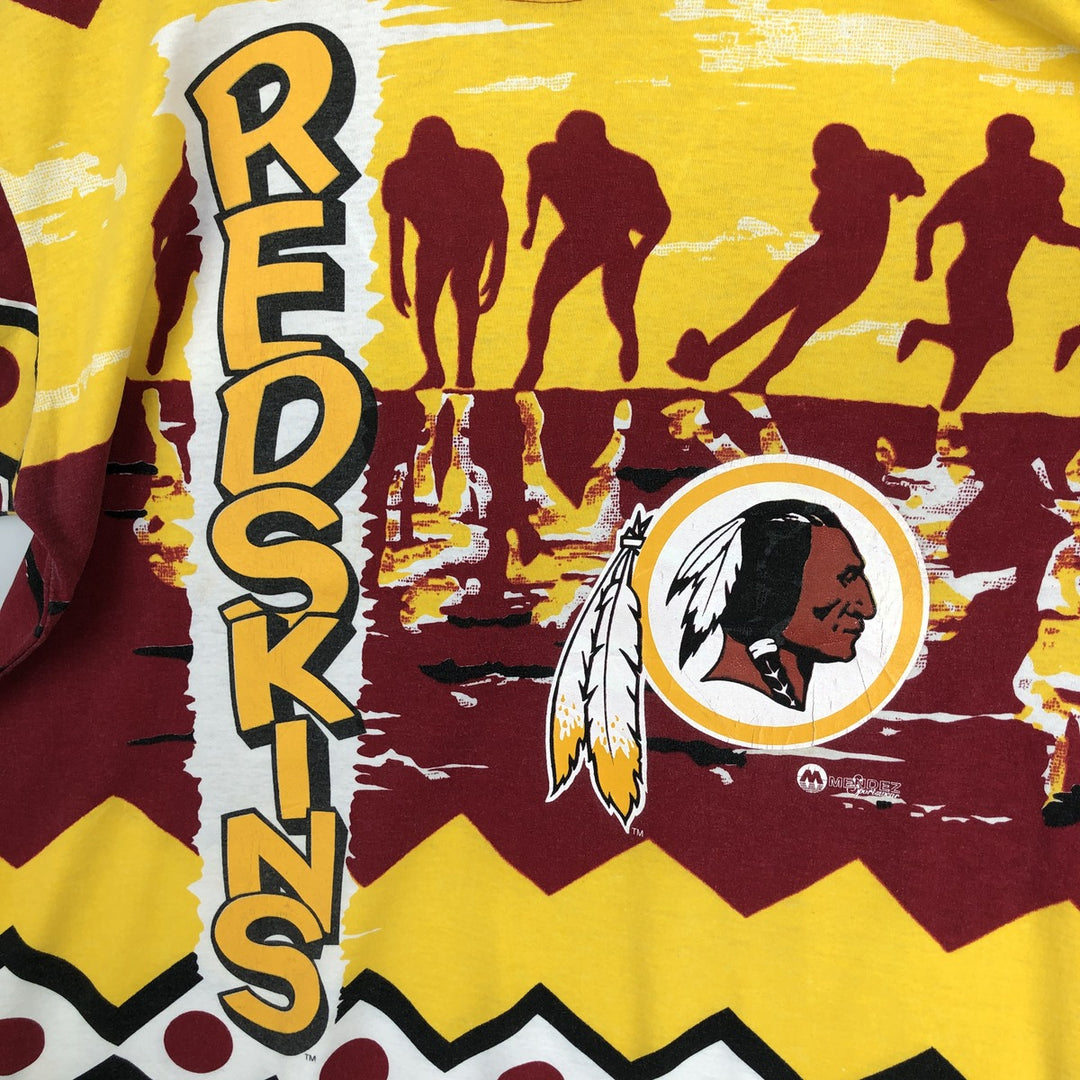 MENDEZ NFL Washington Redskins All-Over Print Sports Print T-Shirt, Made in USA, Men's XL Equivalent cotton red type Vintage Second Hand