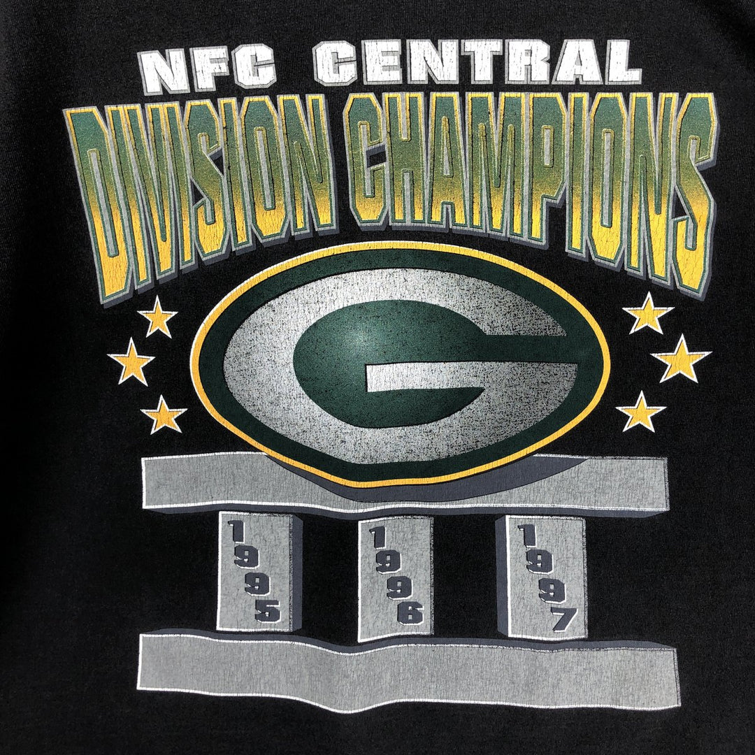 90'S Starter NFL Green Bay Packers Sports Print T-Shirt, Made in USA, Men's XL equivalent, Vintage cotton black type Vintage Second Hand