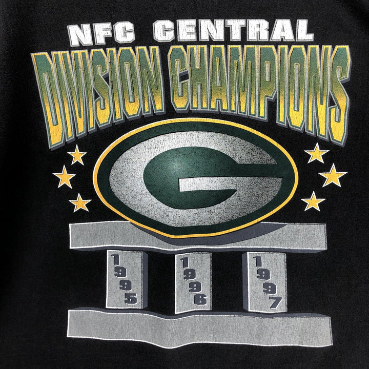 90'S Starter NFL Green Bay Packers Sports Print T-Shirt, Made in USA, Men's XL equivalent, Vintage cotton black type Vintage Second Hand