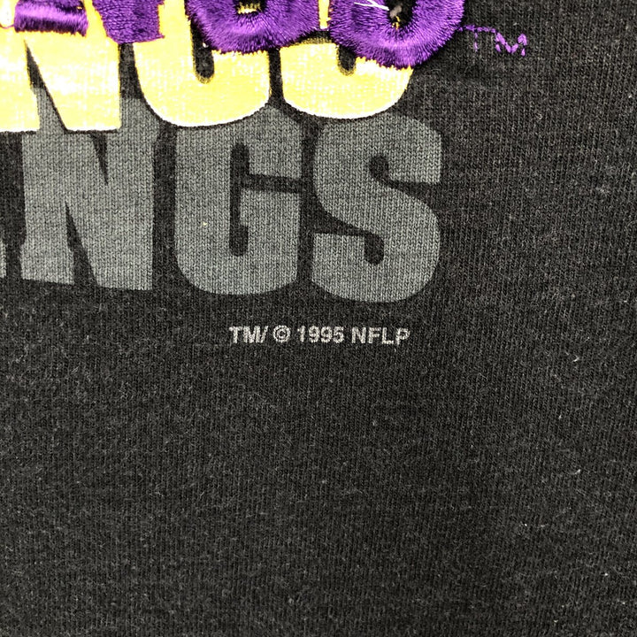 90'S Fruit of the Loom NFL Minnesota Vikings Sports Print T-Shirt, Made in USA, Men's Size L (approx.), Vintage cotton black type Vintage Second Hand