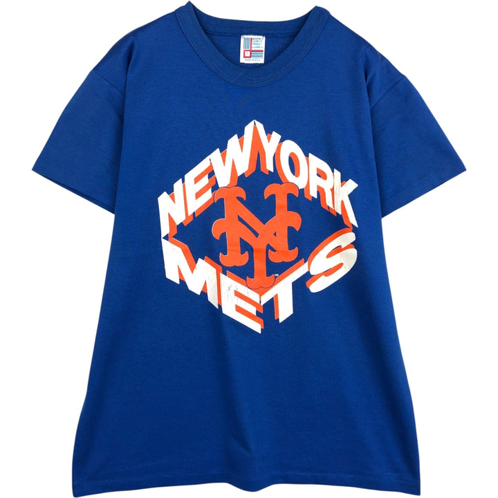 90'S GARDEN MLB NEW YORK METS Sports Print T-Shirt, Made in USA, Men's Size L (Equivalent), Vintage cotton blue type Vintage Second Hand