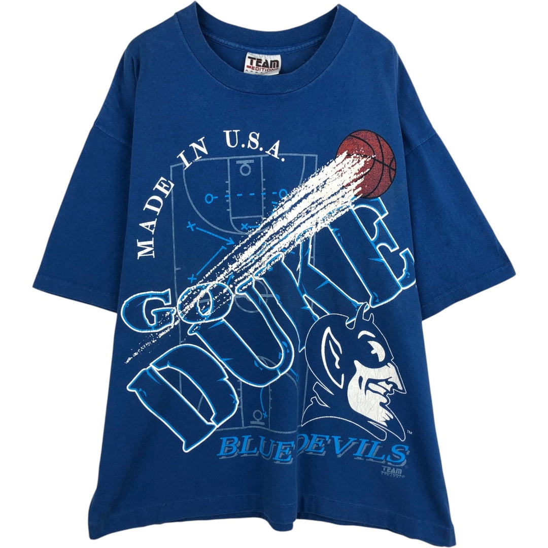 90'S TEAM EDITION APPAREL College T-shirt, Made in USA, Men's XL equivalent, Vintage cotton blue type Vintage Second Hand