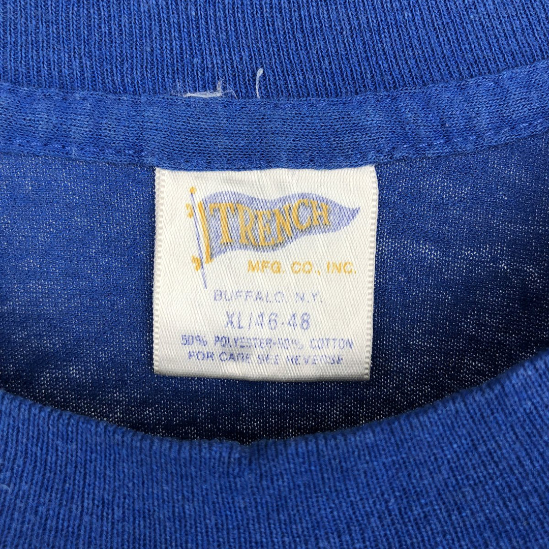 90'S Trench NBA Detroit Pistons Sports Print T-Shirt, Made in USA, Men's XL equivalent, Vintage polyester blue type Vintage Second Hand