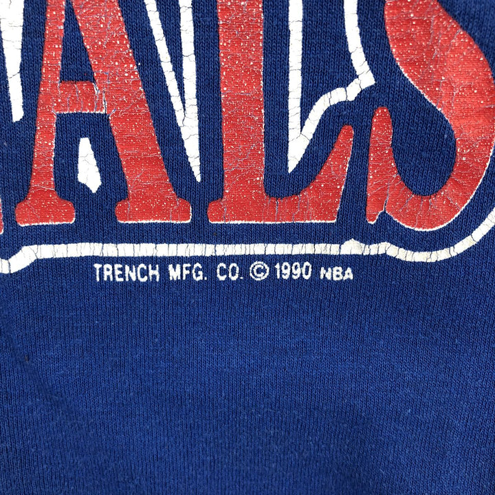 90'S Trench NBA Detroit Pistons Sports Print T-Shirt, Made in USA, Men's XL equivalent, Vintage polyester blue type Vintage Second Hand