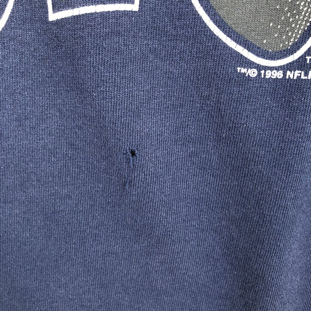 90'S Hanes Heavyweight Logo Print T-Shirt, Made in USA, Men's XL equivalent, Vintage cotton navy blue type Vintage Second Hand