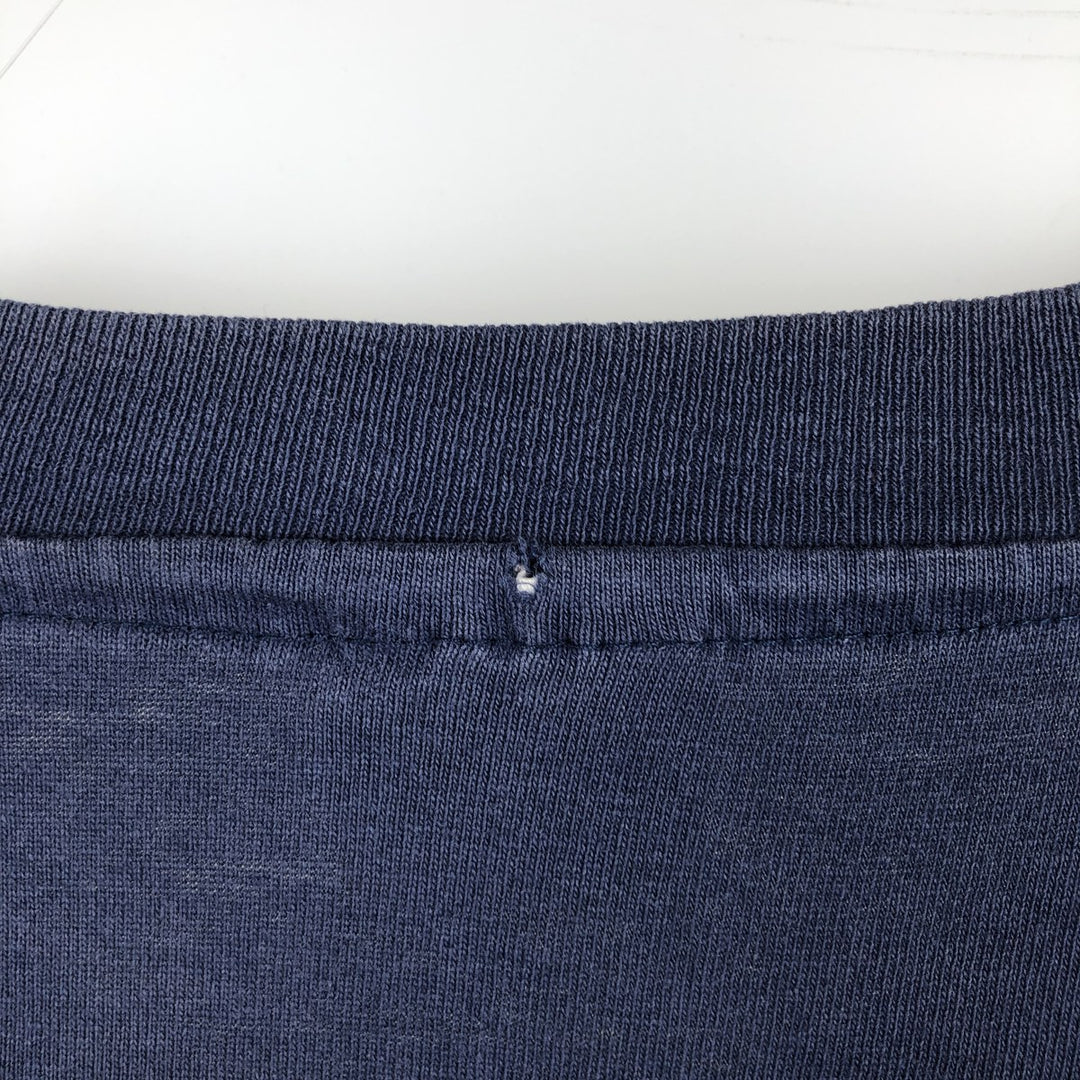 90'S Hanes Heavyweight Logo Print T-Shirt, Made in USA, Men's XL equivalent, Vintage cotton navy blue type Vintage Second Hand