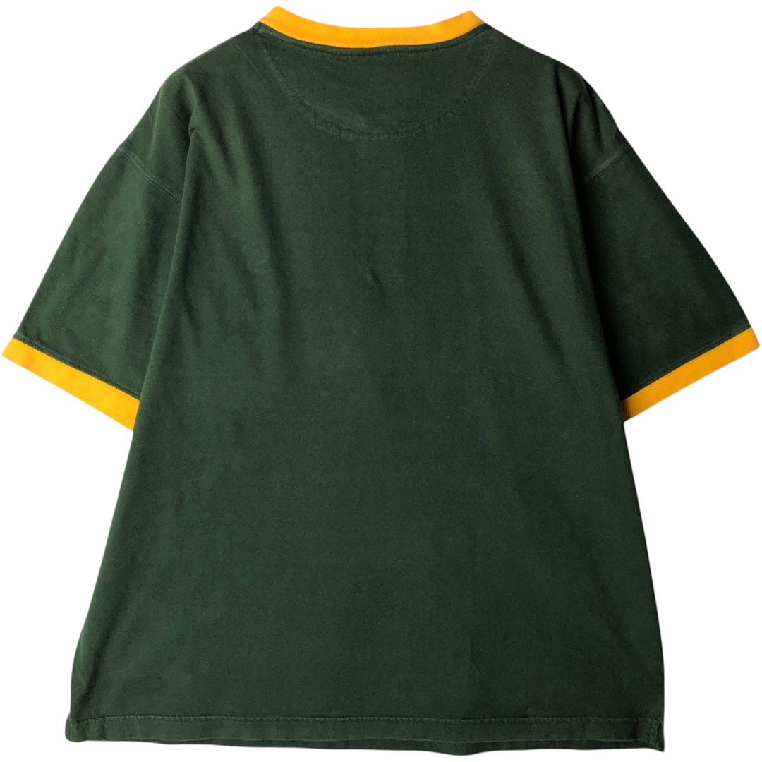 THE EDGE NFL GREEN BAY PACKERS Green Bay Packers Henley Neck Logo T-Shirt (Men's Size L) cotton green type Vintage Second Hand