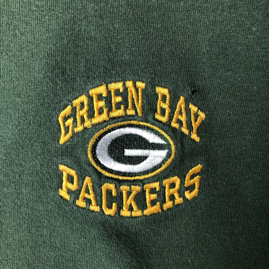 THE EDGE NFL GREEN BAY PACKERS Green Bay Packers Henley Neck Logo T-Shirt (Men's Size L) cotton green type Vintage Second Hand