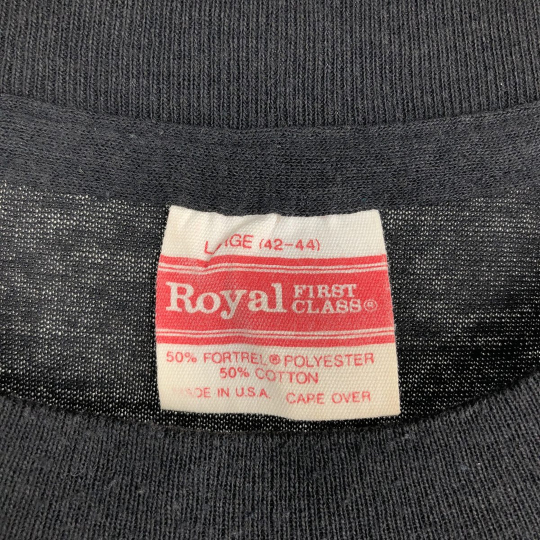 90'S Royal First Class NFL Pittsburgh Steelers Sports Print T-Shirt, Made in USA, Men's Size L (Equivalent), Vintage polyester black type Vintage Second Hand