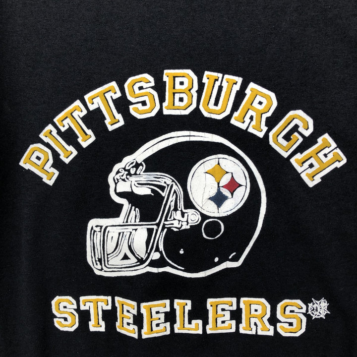 90'S Royal First Class NFL Pittsburgh Steelers Sports Print T-Shirt, Made in USA, Men's Size L (Equivalent), Vintage polyester black type Vintage Second Hand