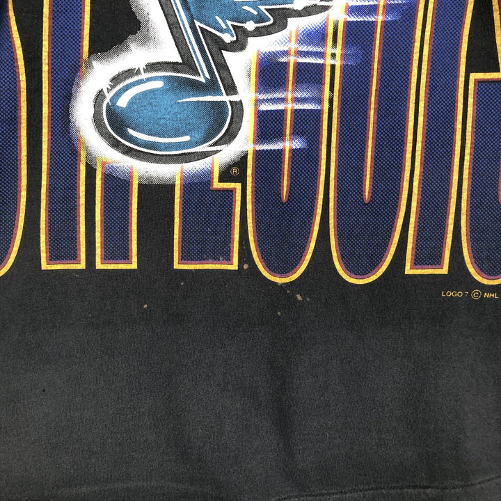 90'S LOGO7 NHL ST. LOUIS BLUES Logo Print T-Shirt, Men's Size M (Equivalent), Vintage cotton black type Vintage Second Hand