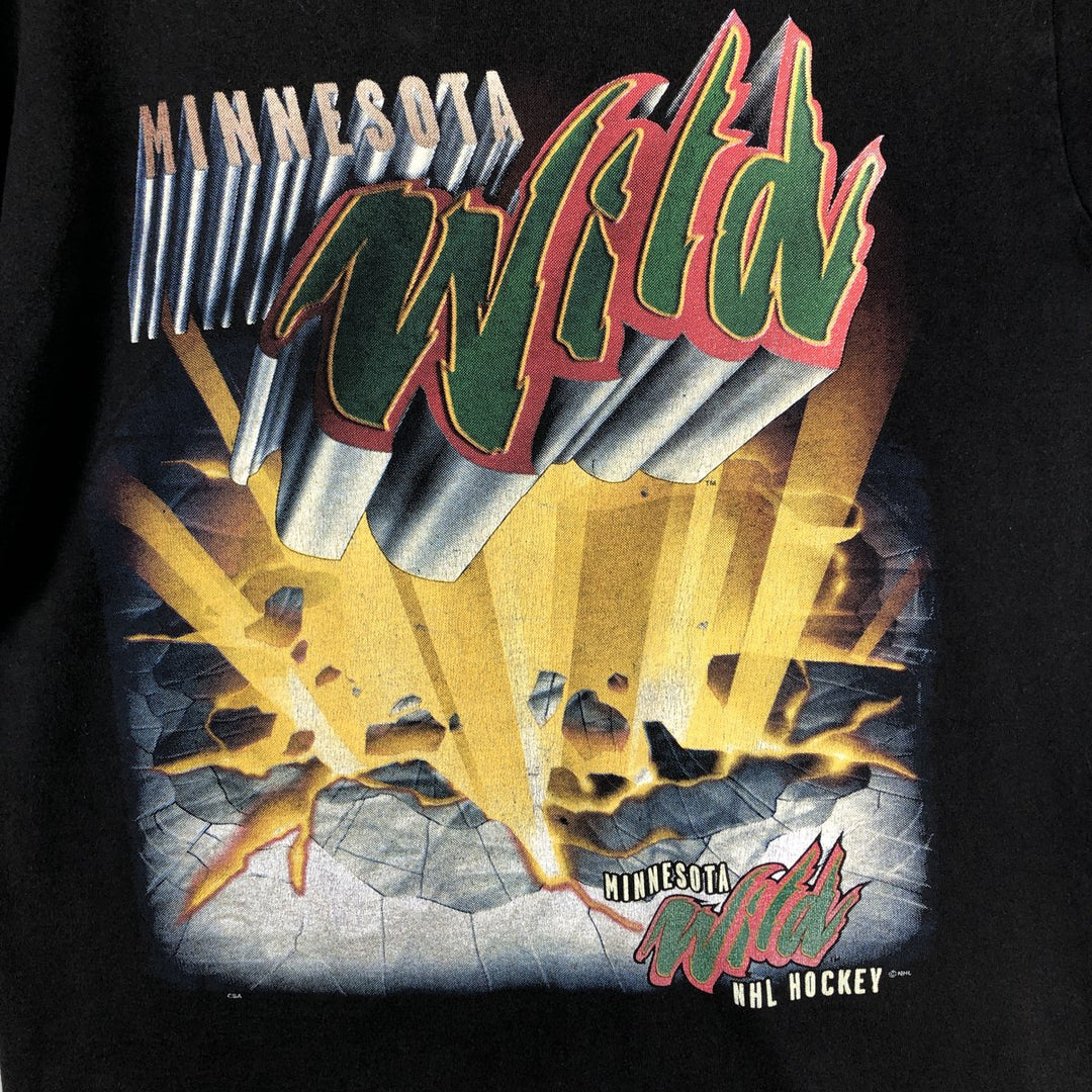 CSA NHL MINNESOTA WILD Sports T-Shirt, Made in USA, Men's Size M cotton black type Vintage Second Hand