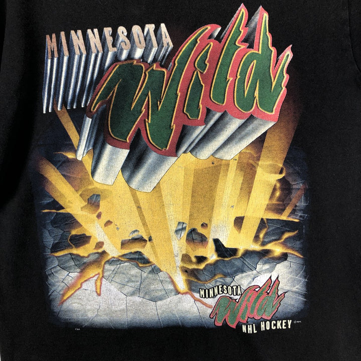 CSA NHL MINNESOTA WILD Sports T-Shirt, Made in USA, Men's Size M cotton black type Vintage Second Hand