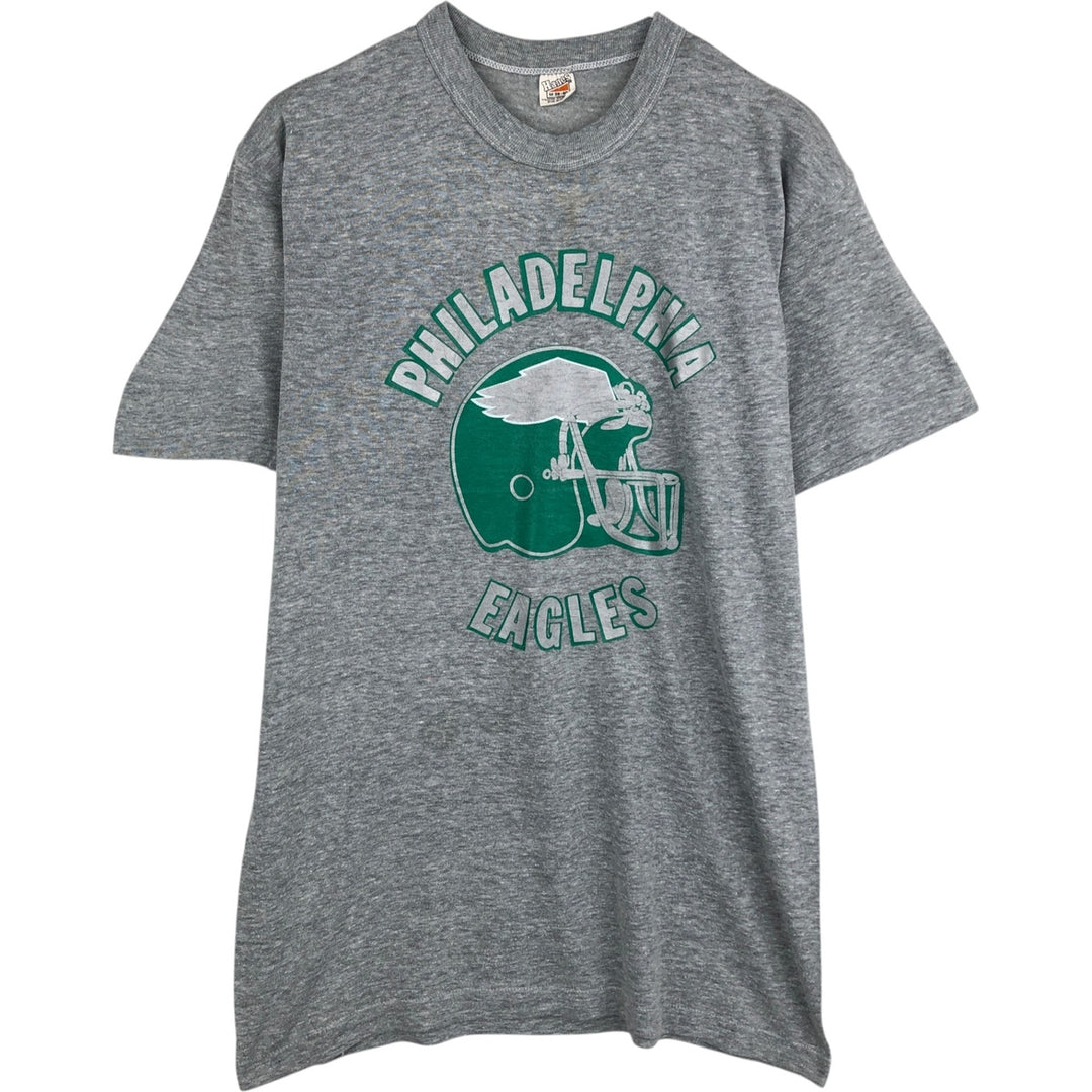 70s-80'S Hanes NFL Philadelphia Eagles Triangle Tag Logo Print T-Shirt, Made in USA, Men's Size M (approx.) cotton gray type Vintage Second Hand