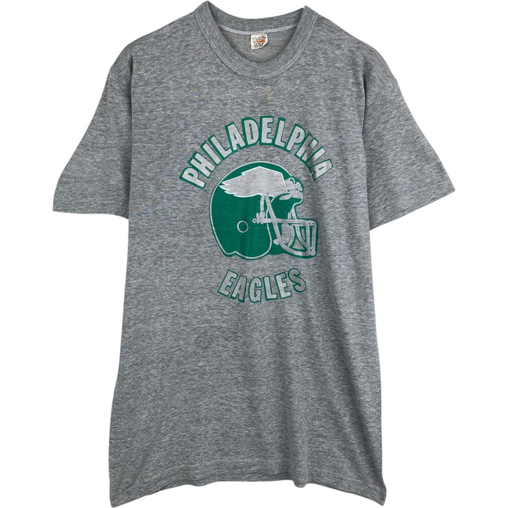 70s-80'S Hanes NFL Philadelphia Eagles Triangle Tag Logo Print T-Shirt, Made in USA, Men's Size M (approx.) cotton gray type Vintage Second Hand