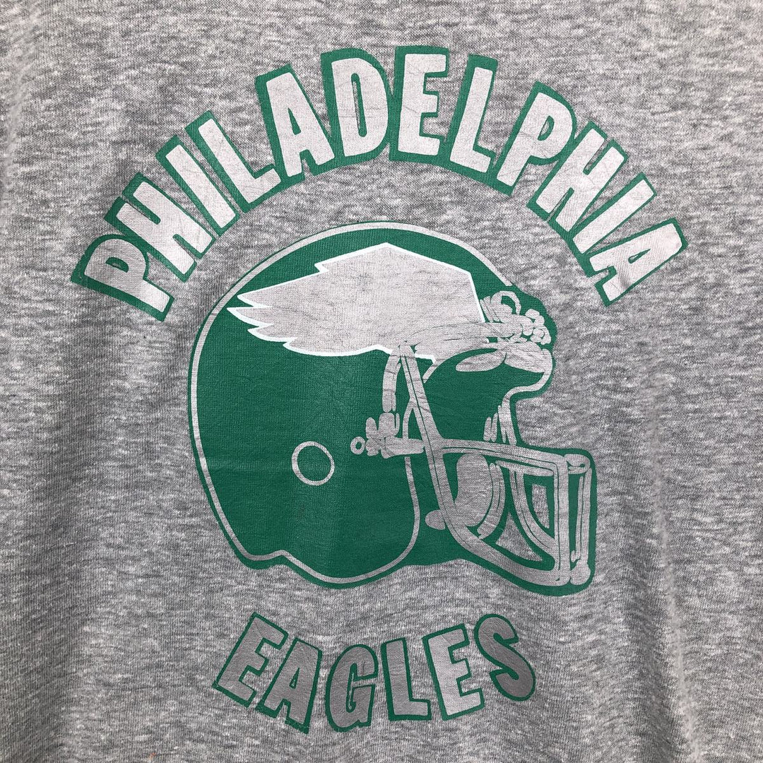 70s-80'S Hanes NFL Philadelphia Eagles Triangle Tag Logo Print T-Shirt, Made in USA, Men's Size M (approx.) cotton gray type Vintage Second Hand