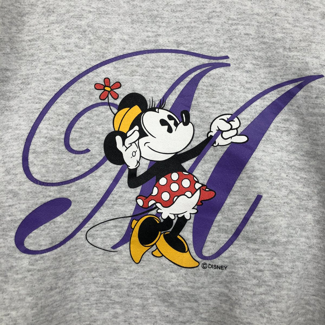 90'S Hanes Heavyweight Minnie Mouse Character Sweatshirt, Made in USA, Men's Size L (approx.), Vintage cotton gray type Vintage Second Hand