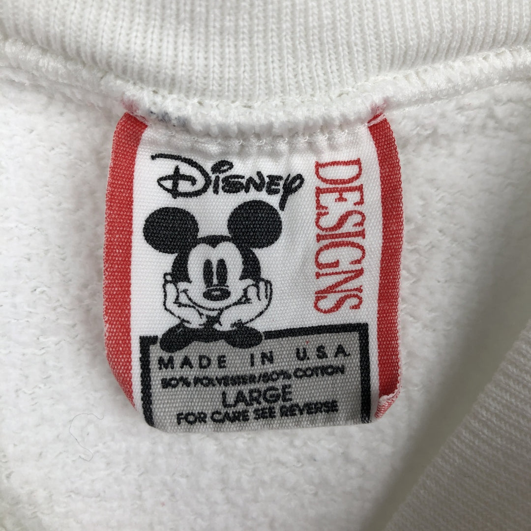 90'S Disney DEDIGNS Mickey Mouse Character Sweatshirt, Made in USA, Men's Size L (Equivalent), Vintage polyester white type Vintage Second Hand