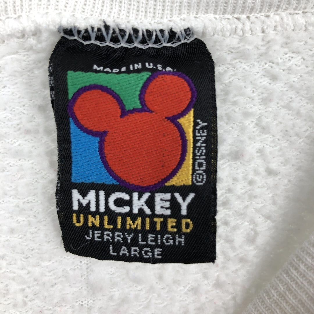MICKEY UNLIMITED MICKEY MOUSE Mickey Mouse Character Sweatshirt, Made in USA, Men's Size L (approx.) cotton white type Vintage Second Hand
