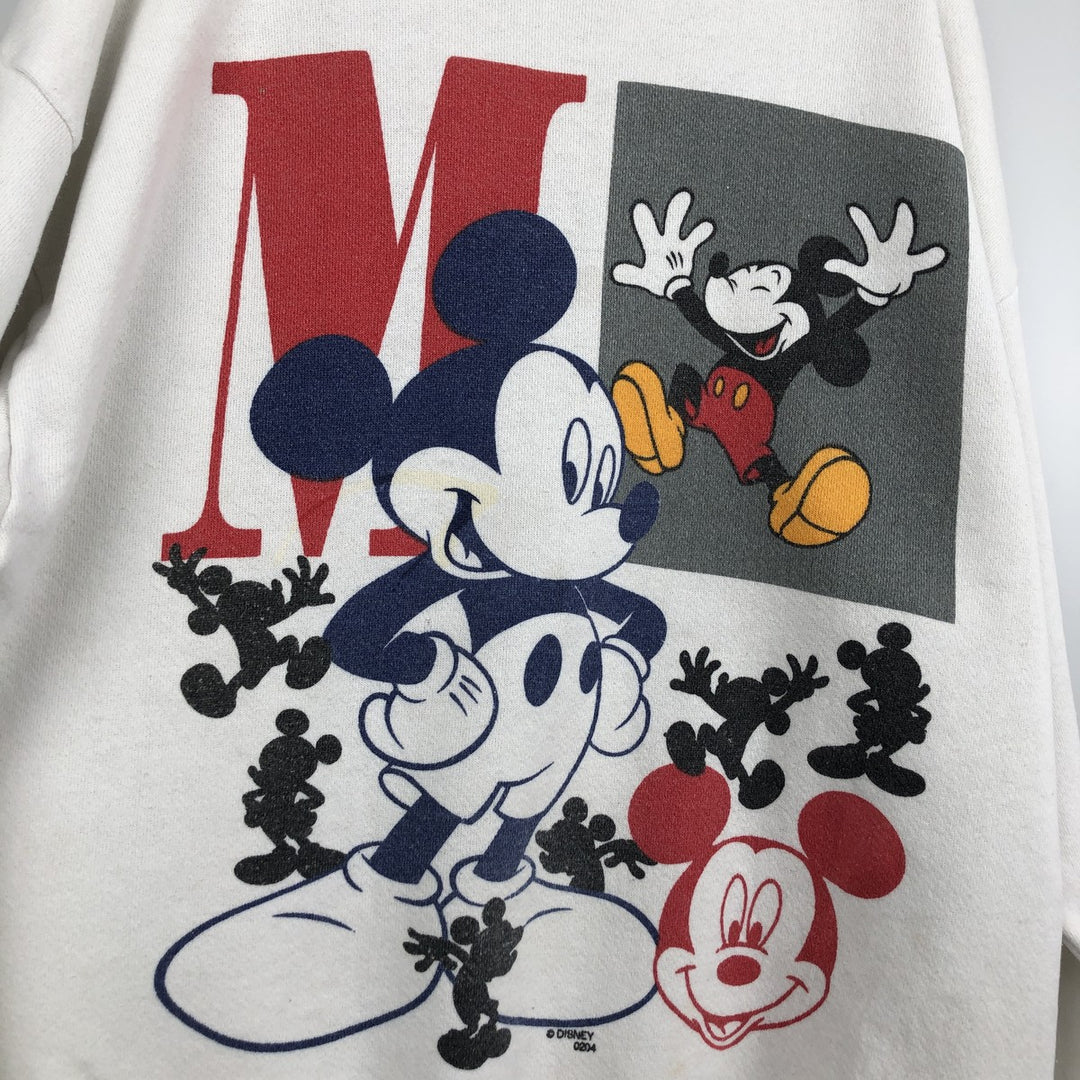 MICKEY UNLIMITED MICKEY MOUSE Mickey Mouse Character Sweatshirt, Made in USA, Men's Size L (approx.) cotton white type Vintage Second Hand