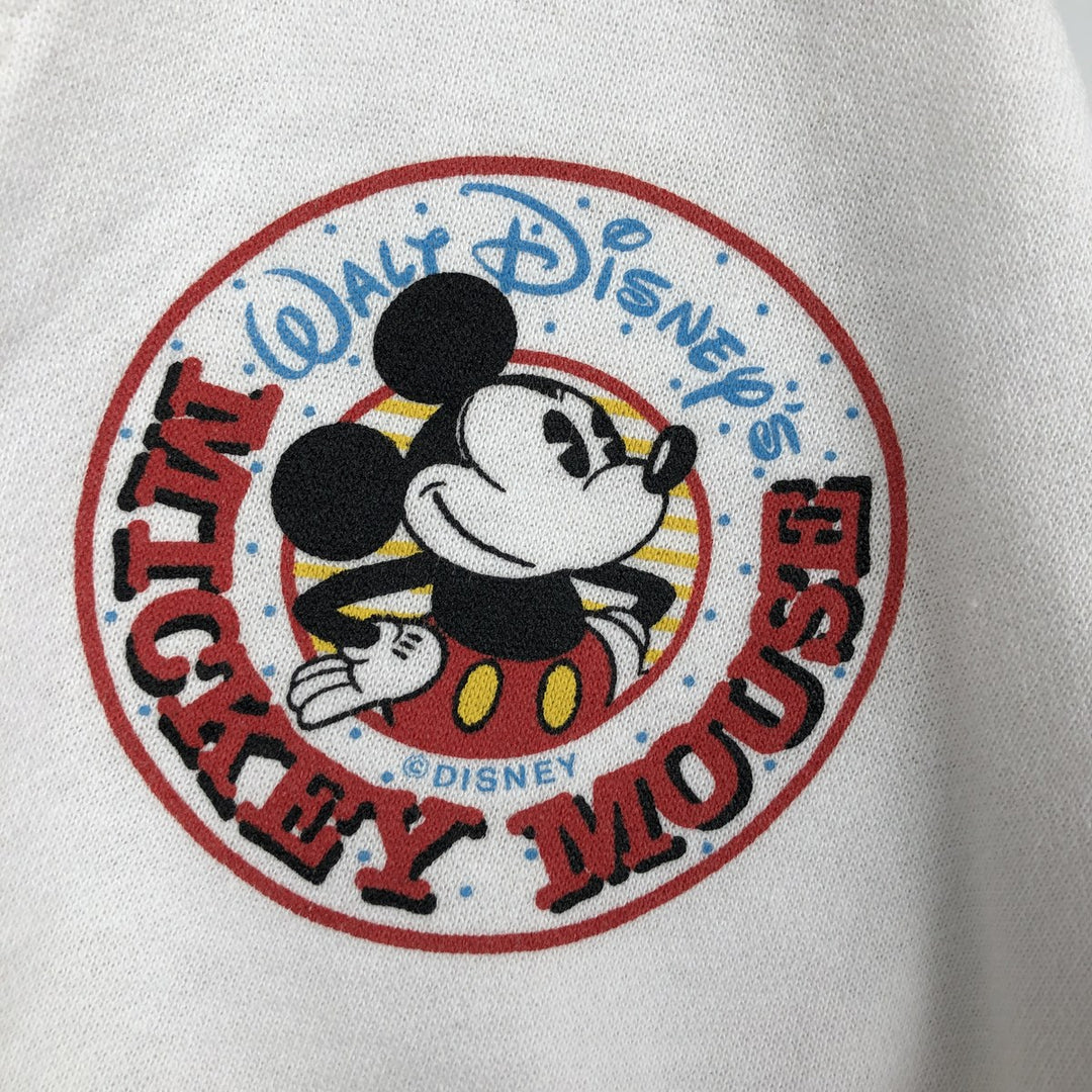 DISNEY MICKEY MOUSE Mickey Mouse Sweat Cardigan, Made in USA, Men's Size M (approx.) polyester white type Vintage Second Hand