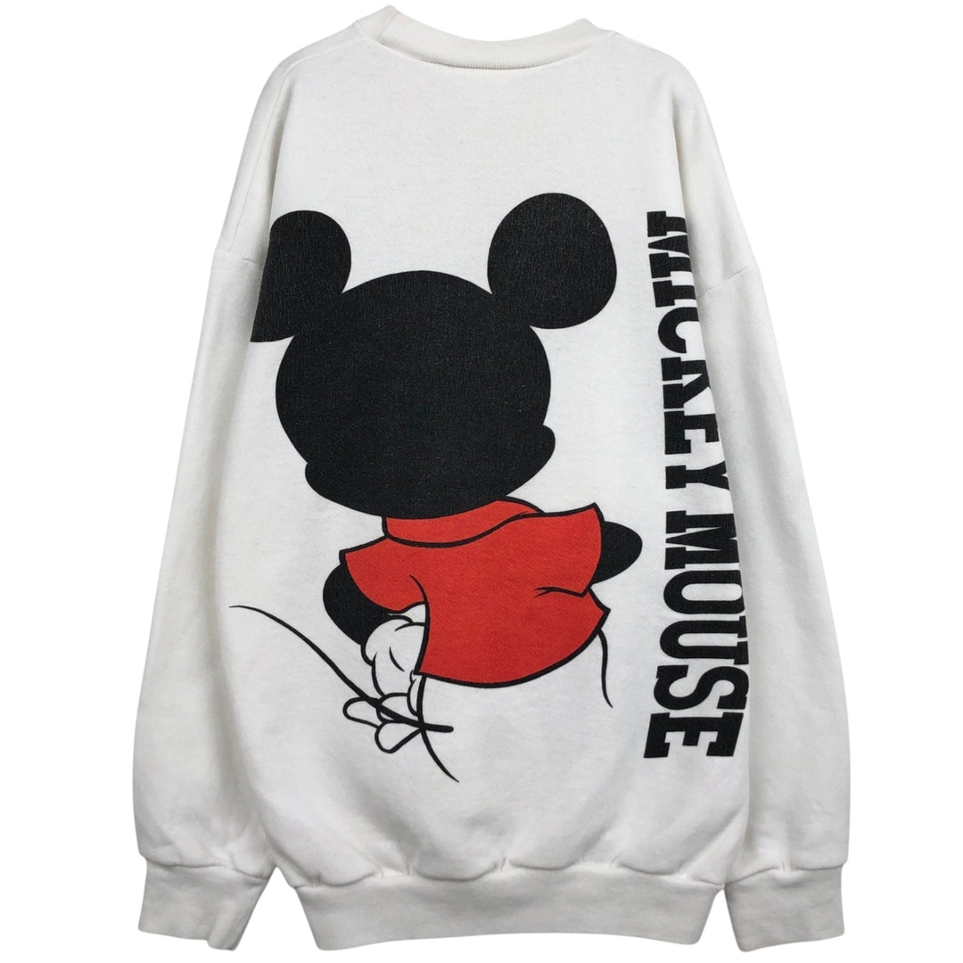 DISNEY MICKEY MOUSE Mickey Mouse Print Character Sweatshirt, Made in USA, Men's XL (approx.) unclear white type Vintage Second Hand