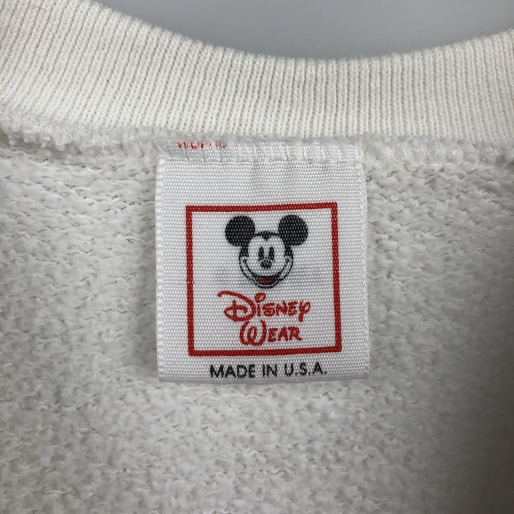 DISNEY MICKEY MOUSE Mickey Mouse Print Character Sweatshirt, Made in USA, Men's XL (approx.) unclear white type Vintage Second Hand