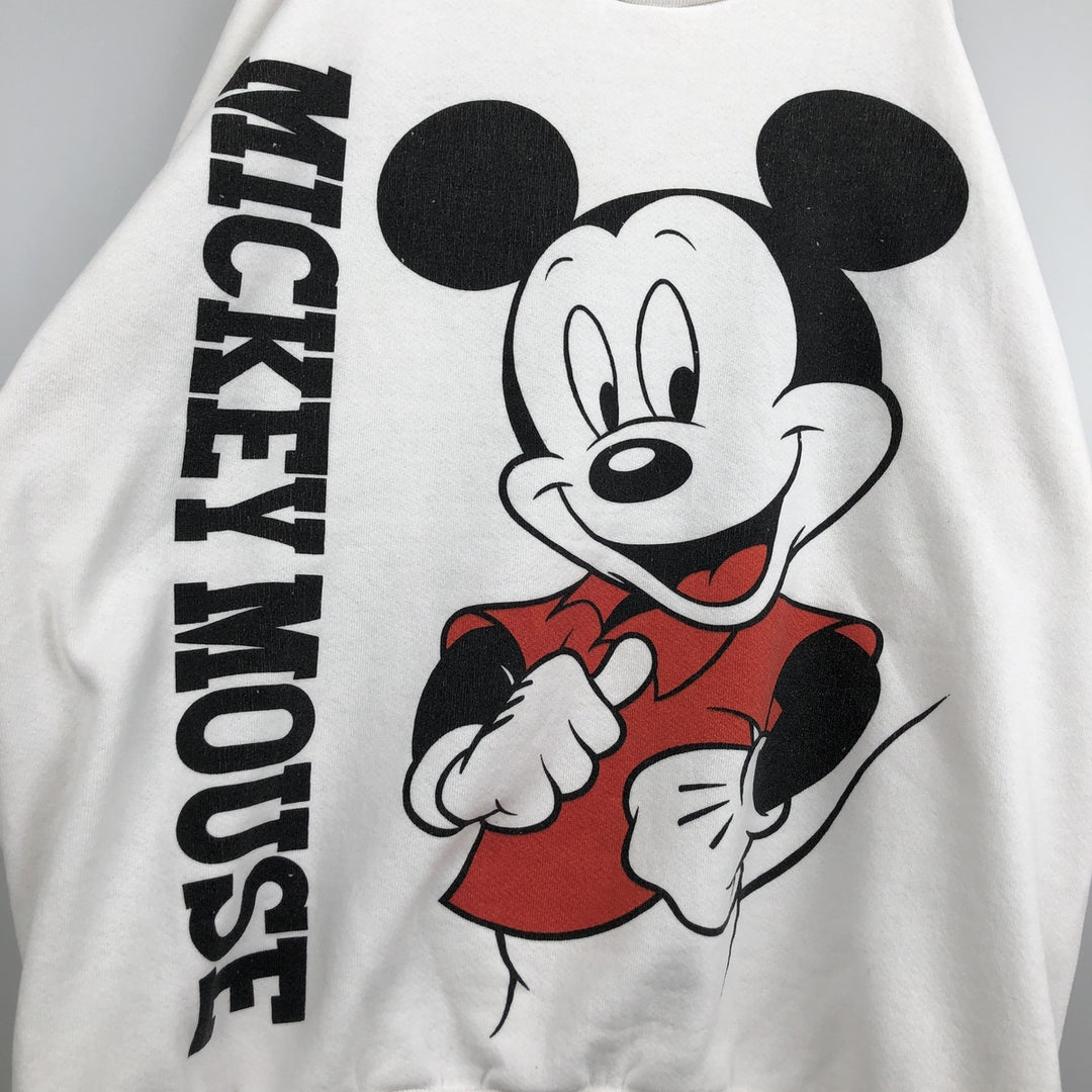 DISNEY MICKEY MOUSE Mickey Mouse Print Character Sweatshirt, Made in USA, Men's XL (approx.) unclear white type Vintage Second Hand