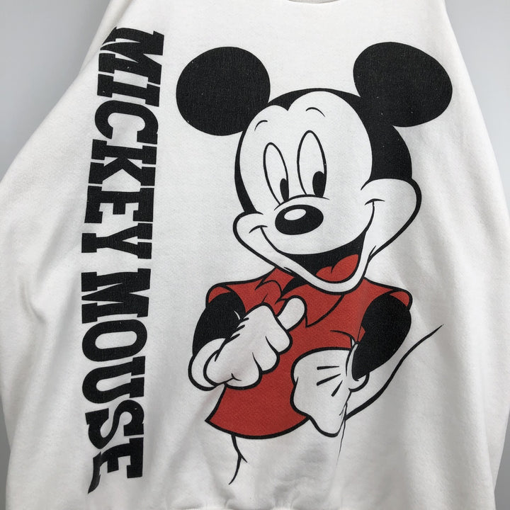 DISNEY MICKEY MOUSE Mickey Mouse Print Character Sweatshirt, Made in USA, Men's XL (approx.) unclear white type Vintage Second Hand