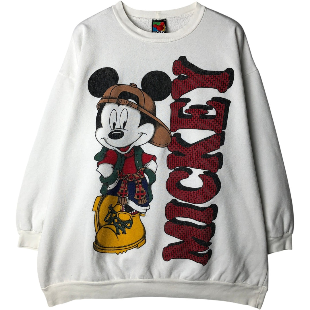 90'S MICKEY UNLIMITED Mickey Mouse Character Sweatshirt, Men's XXL equivalent, Vintage unclear white type Vintage Second Hand