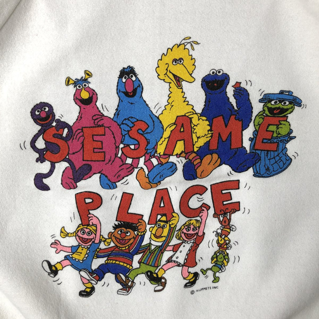 80'S Breakaway Sesame Street Character Sweatshirt, Made in USA, Men's Size M (Equivalent), Vintage polyester white type Vintage Second Hand