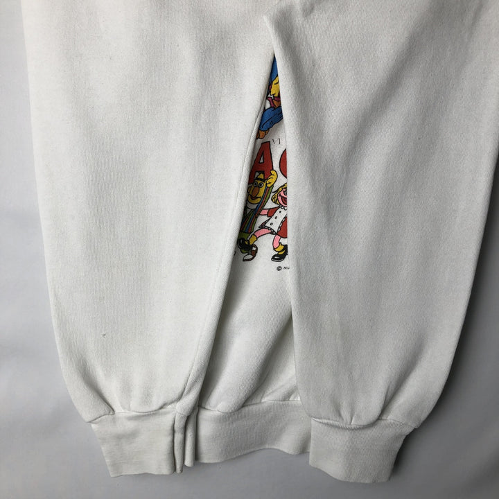 80'S Breakaway Sesame Street Character Sweatshirt, Made in USA, Men's Size M (Equivalent), Vintage polyester white type Vintage Second Hand