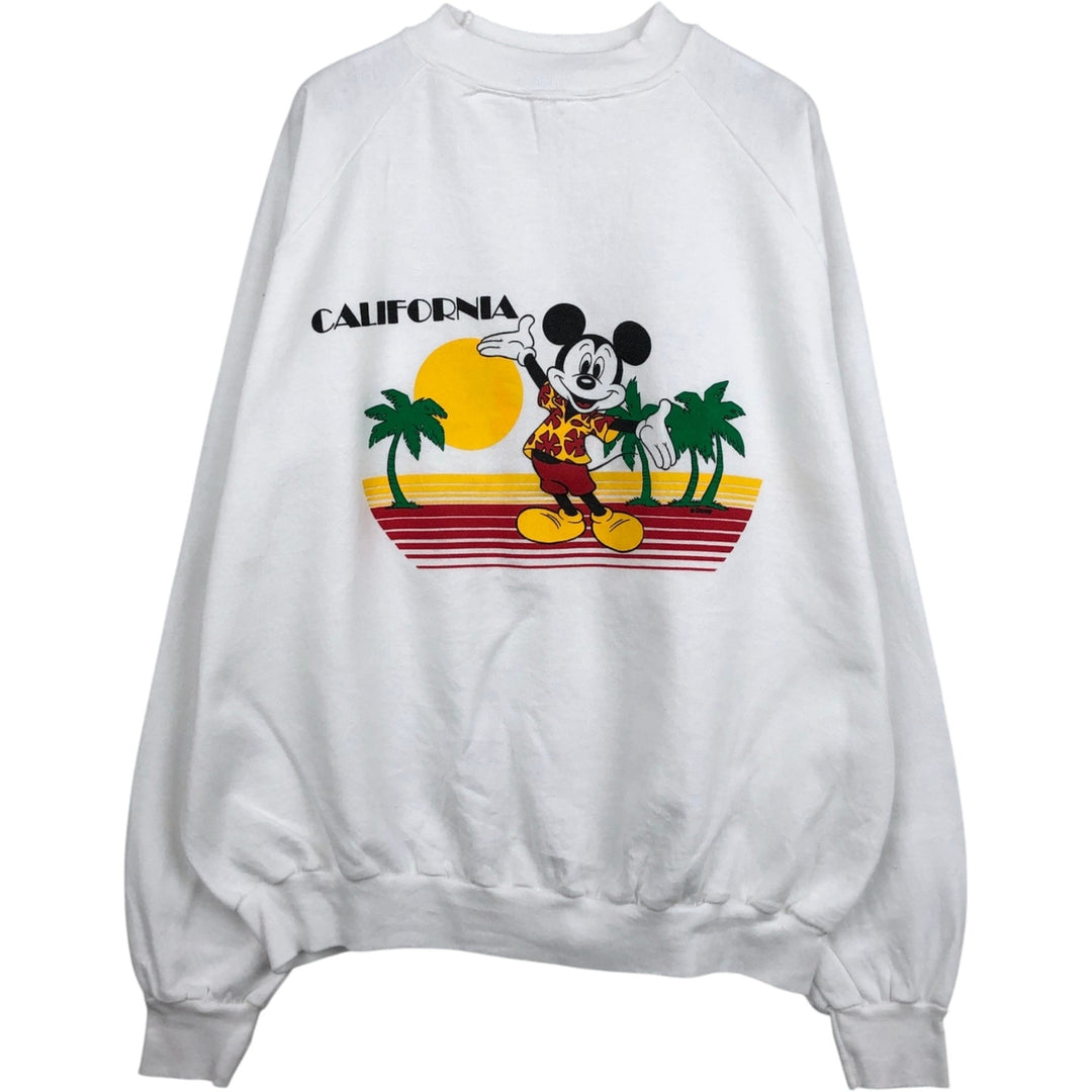 Vintage 1980'S Disney Mickey Mouse character sweatshirt, made in the USA, size L, men's polyester white type Vintage Second Hand